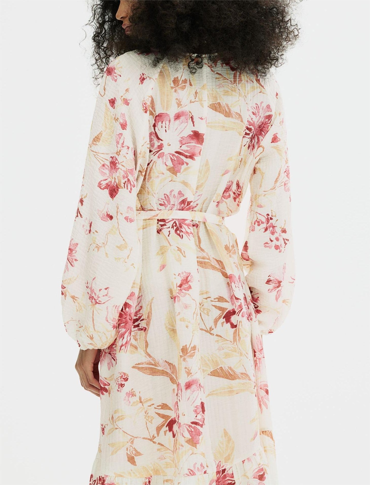 Tie-belt Flower Long Dress