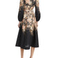 Black Rococo Floral Midi Dress