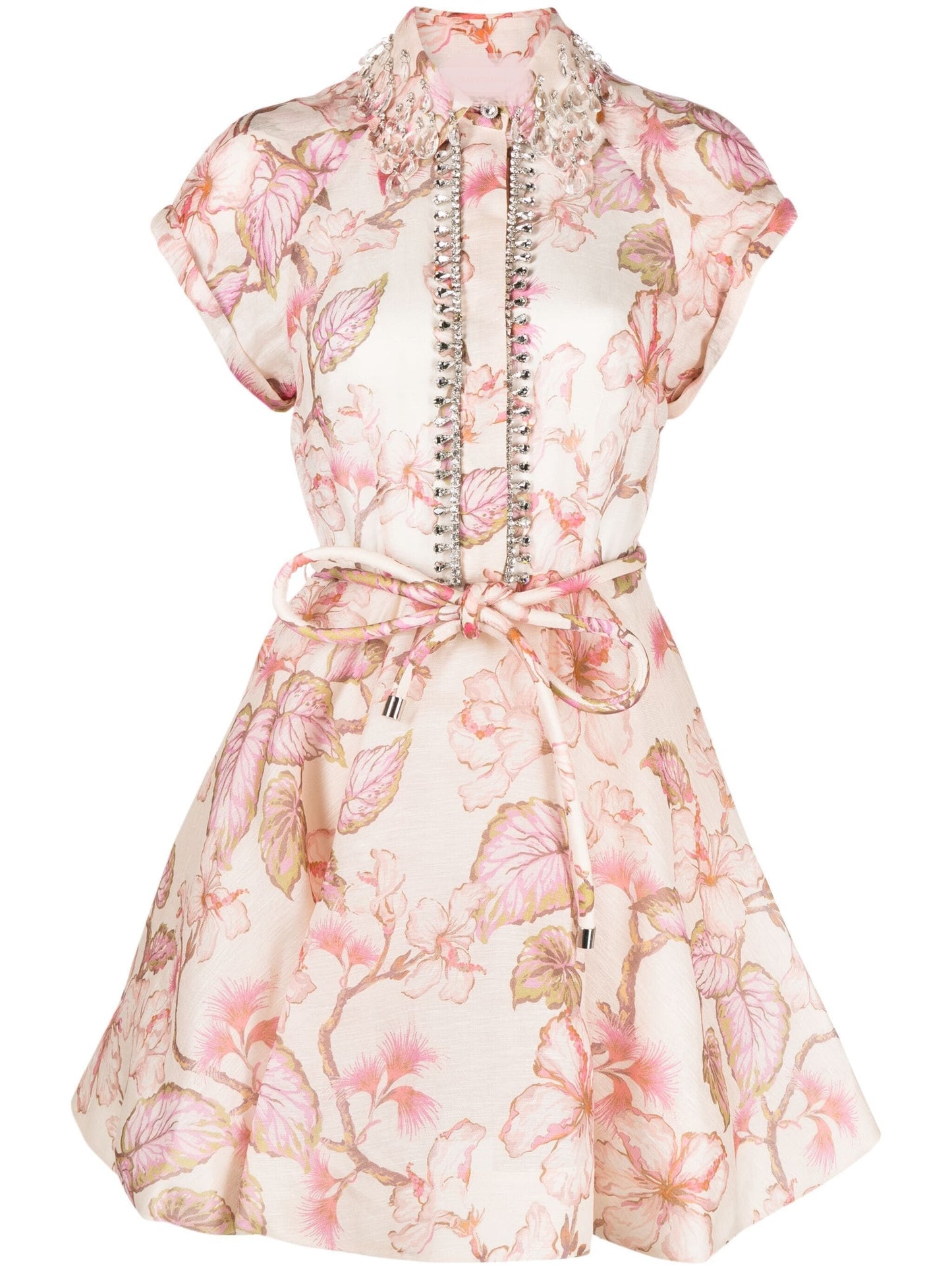 Neutral Pink Floral-Print Dress