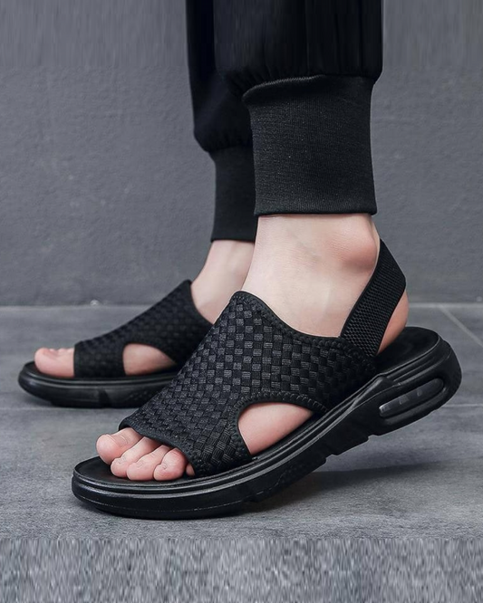 Soft Sole Black Woven Summer Sandals