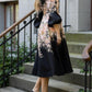 Black Rococo Floral Midi Dress