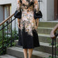 Black Rococo Floral Midi Dress