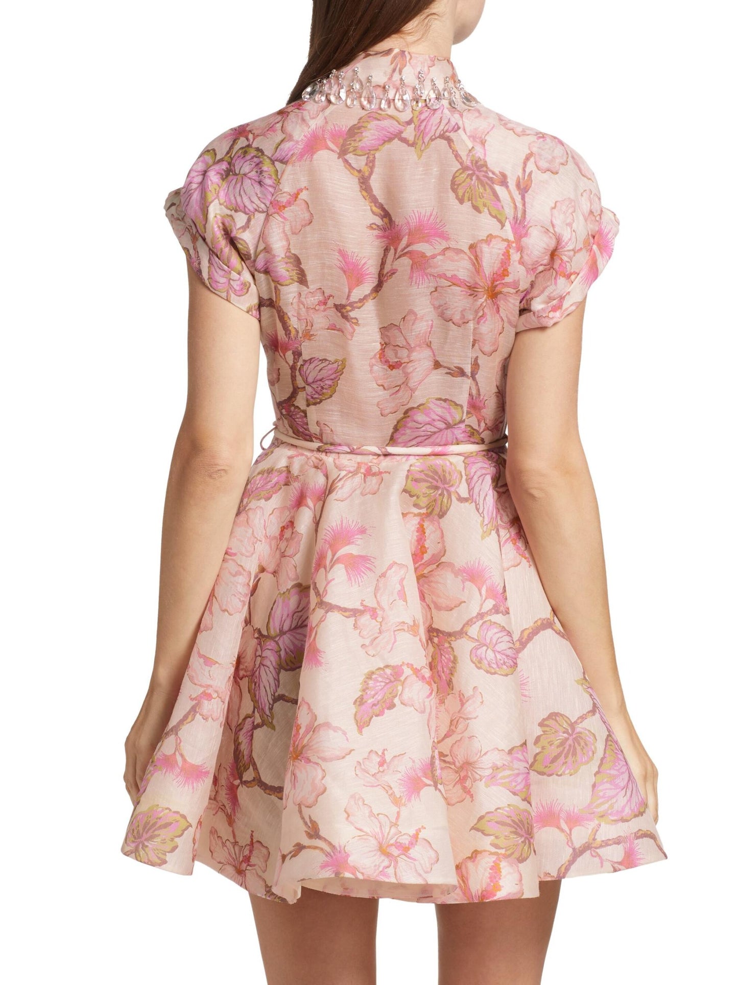 Neutral Pink Floral-Print Dress