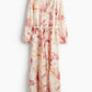 Tie-belt Flower Long Dress