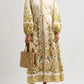 Golden Floral-Print Linen Maxi Dress