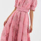 Pink Waist Cinching Maxi Dress