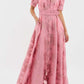 Pink Waist Cinching Maxi Dress