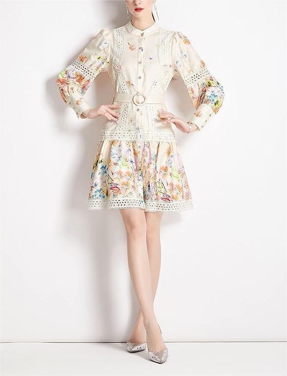 Long Sleeve Floral Print Mini Dress