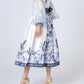 Floral PatternTulle Sleeves Midi Dress