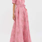 Pink Waist Cinching Maxi Dress