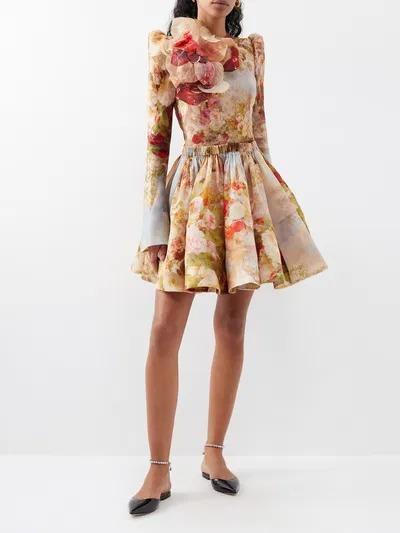 Floral-Print Crepe Dress