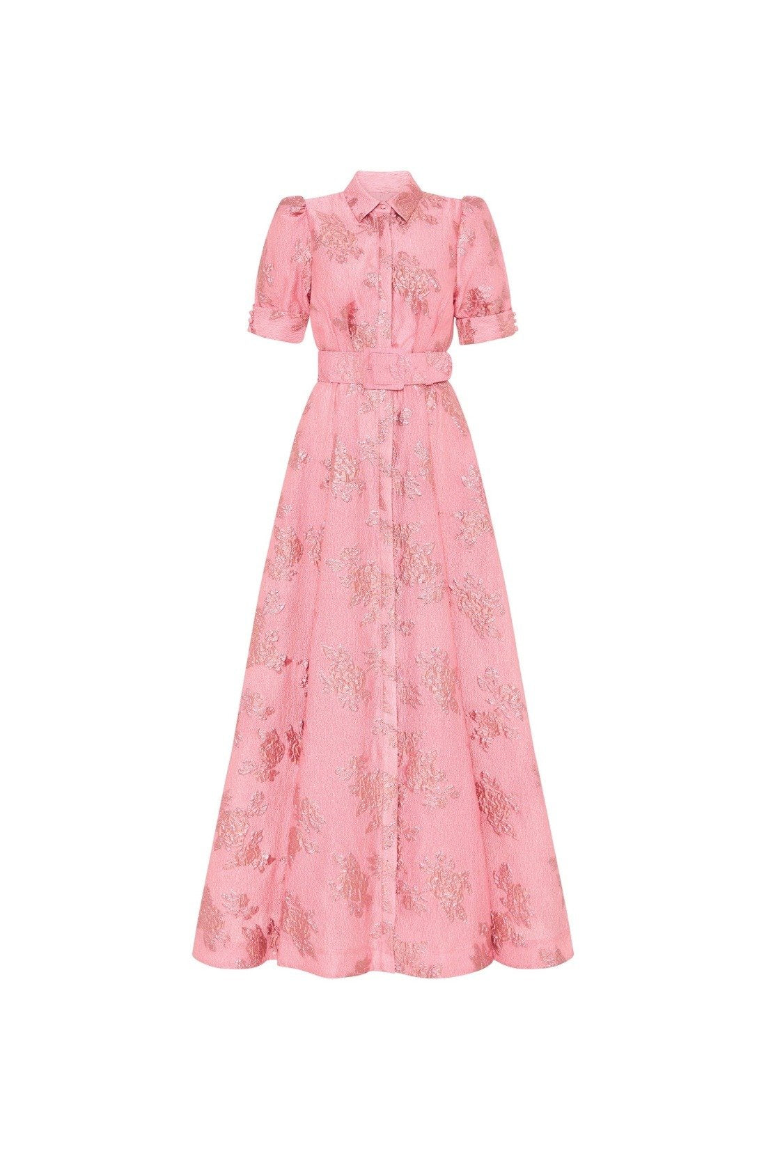 Pink Waist Cinching Maxi Dress