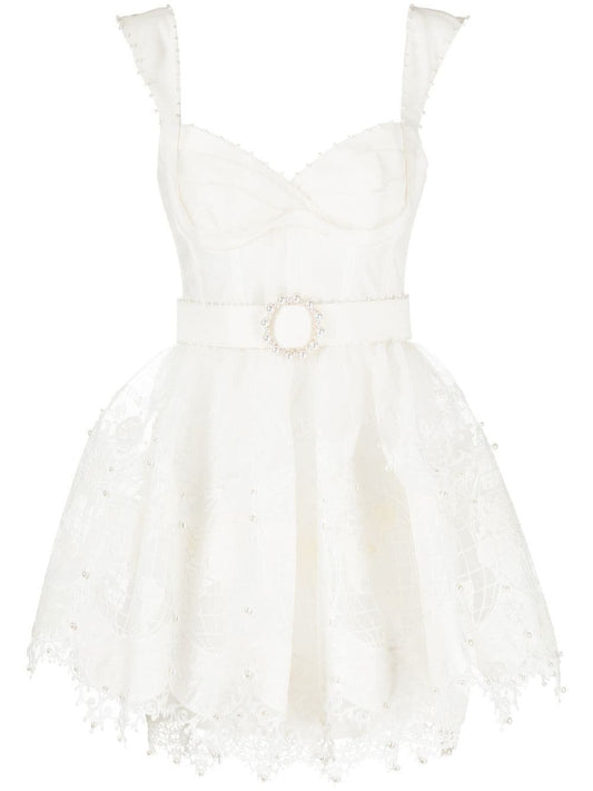 Ivory White High Tide Embroidered Mini Dress