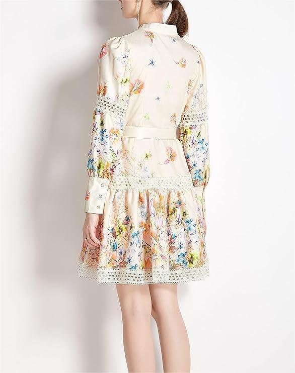 Long Sleeve Floral Print Mini Dress