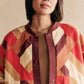 Patchwork Red Brown Coat