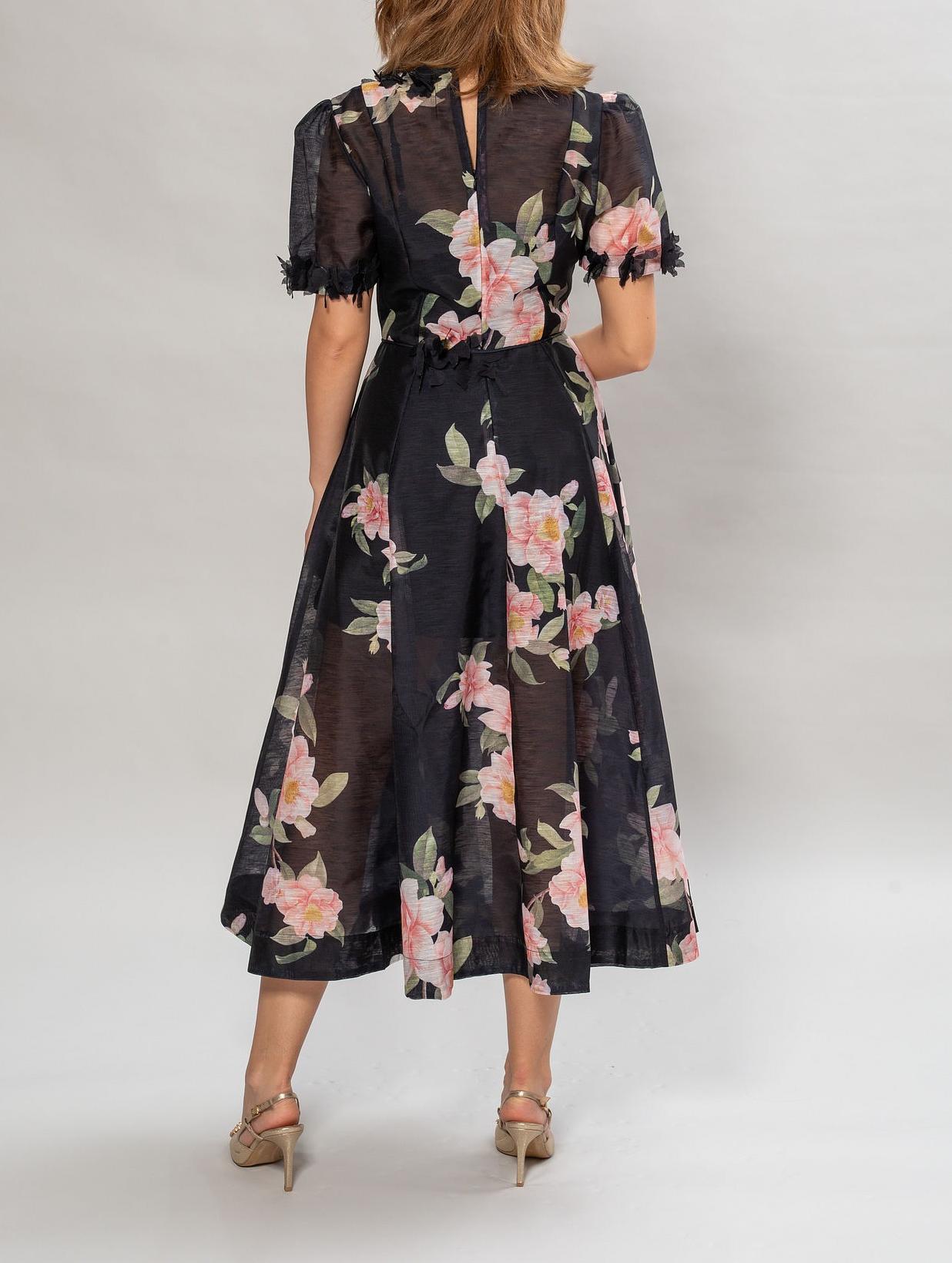 Black Floral Midi Dress