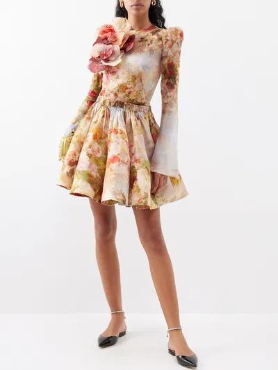 Floral-Print Crepe Dress