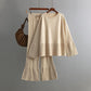 Fashion Trumpet Sleeve Round Neck Slit Loose Knitted Suit