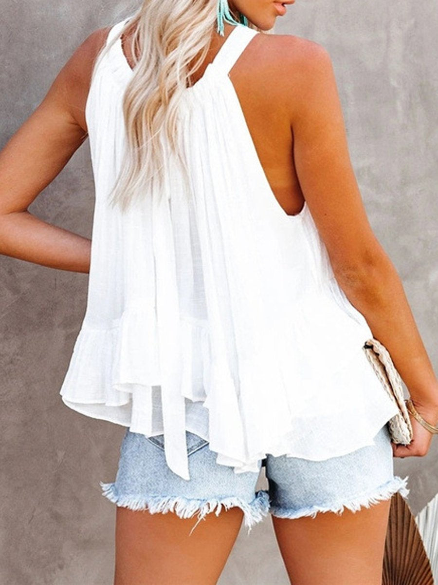 Printed Halter Neck Adjustable Strap Vest