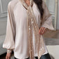 Sequin Patchwork Loose Lace Up Blouse