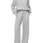 Casual Zip Up Sweatshirt & Wide Leg Sweatpants