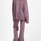 Fashion Trumpet Sleeve Round Neck Slit Loose Knitted Suit