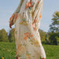 Balloon-sleeved V Neck Maxi Dress