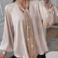 Sequin Patchwork Loose Lace Up Blouse