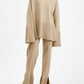 Fashion Trumpet Sleeve Round Neck Slit Loose Knitted Suit