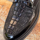 Casual crocodile textured lace-up leather shoes