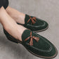 Suede One-Step Fringe Loafers