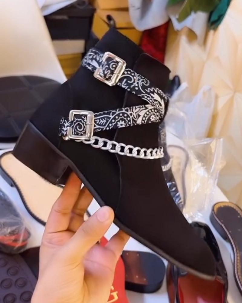 Designer Cashew Flower Chain Boots