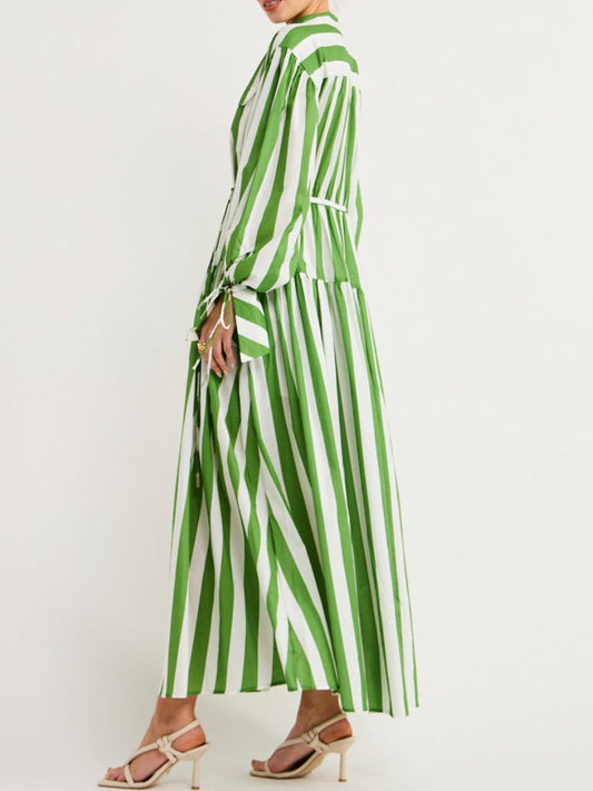 Striped Print Maxi Dress