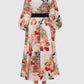 Bird Print Lantern Sleeve Dress