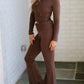 Knit Pants Set-Chocolate