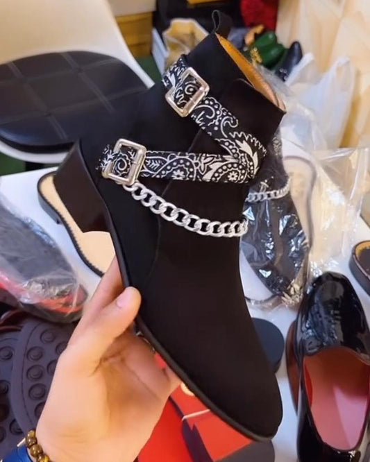 Designer Cashew Flower Chain Boots