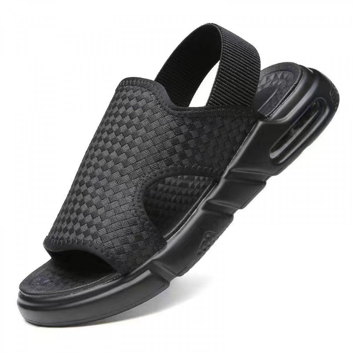 Soft Sole Black Woven Summer Sandals