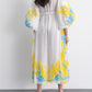 Bright Printed Loose Fuff Sleeve Dress