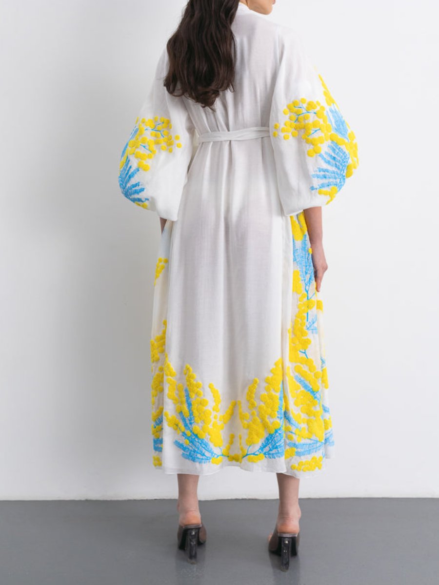 Bright Printed Loose Fuff Sleeve Dress